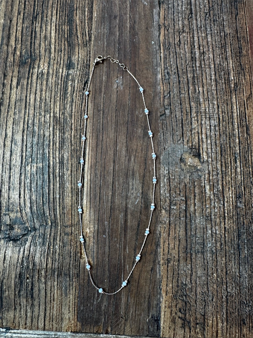 Delicate Gold Chain Necklace with White Bead Accents